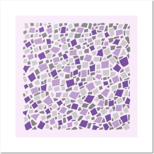 Broken Tiles Mosaic Pattern Light Purple Color Background GC-120-5 Posters and Art